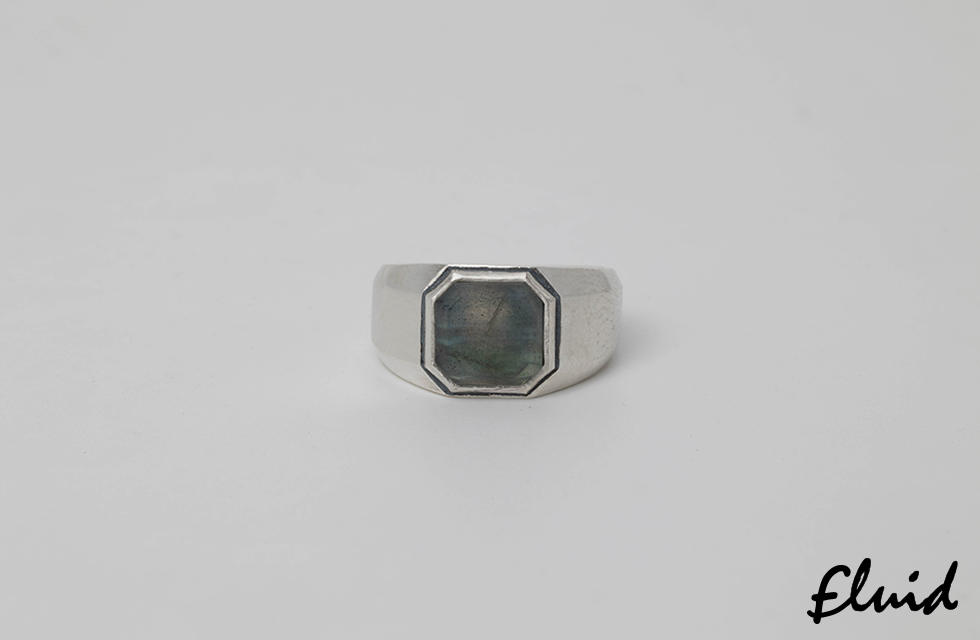 [fluid] octagon stone ring (labradorite)