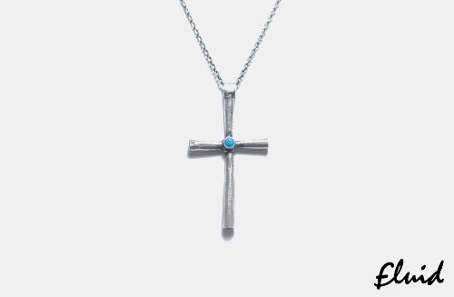 Turquoise long cross pendant